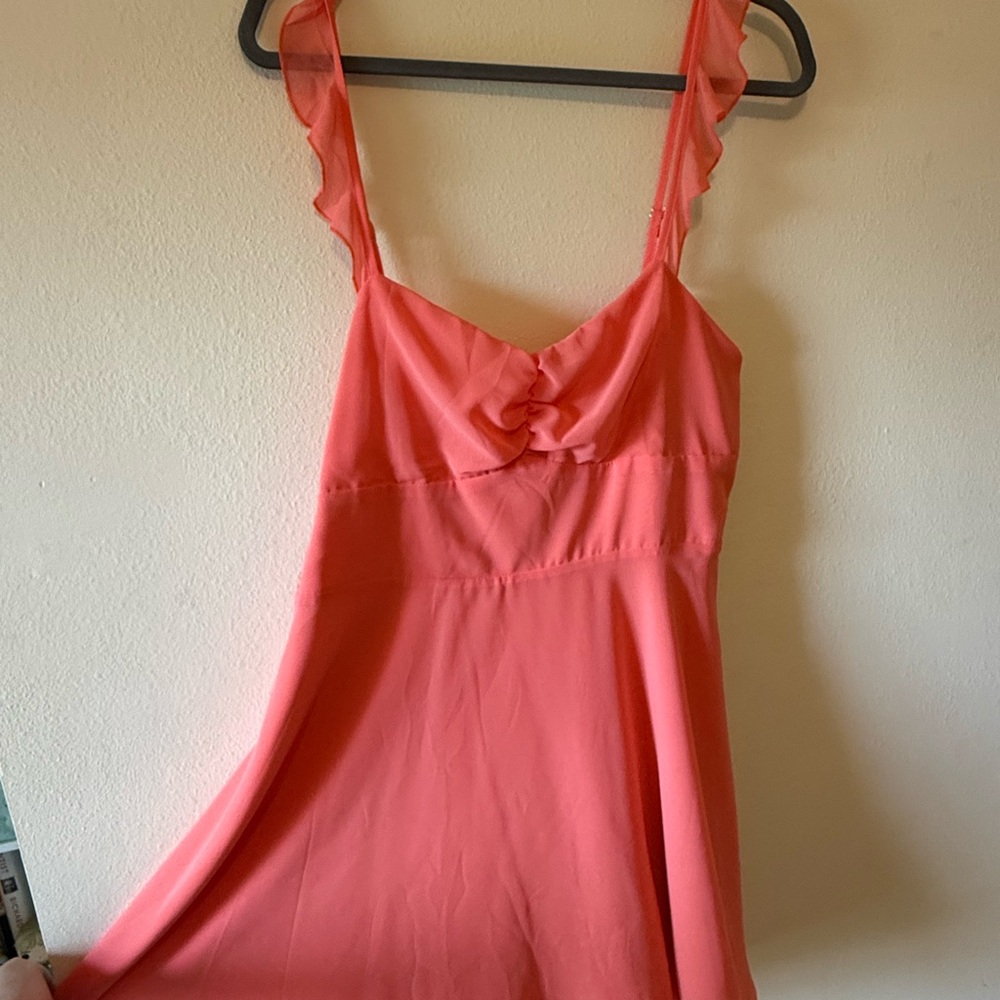Coral Ruffle Strap Dress